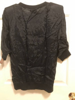 Black satin embellished ladies top NWT L