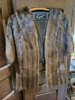 Vintage 1950's Chestnut Brown Muskrat Fur Stole WRAP Cape Valentines Day