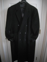 Men's Full Length Dark Gray Double-Breasted Cashmere Blend Large Coat