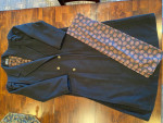 Jofeld Women's Black Double Breasted Wool Blend Long Coat w/Scarf