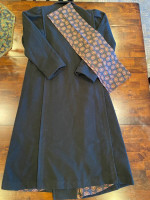 Jofeld Women's Black Double Breasted Wool Blend Long Coat w/Scarf