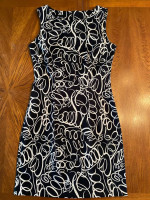 AB Studio Women's Sleeveless Zippered Black White Dress-sz 6