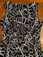 AB Studio Women's Sleeveless Zippered Black White Dress-sz 6