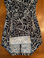 AB Studio Women's Sleeveless Zippered Black White Dress-sz 6
