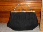 Vintage Ande' Black Satin Clutch Purse