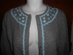 Womens Paraphrase Grey Lambswool Blend Beaded Cardigan Sweater XL