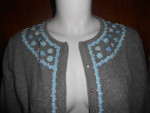 Womens Paraphrase Grey Lambswool Blend Beaded Cardigan Sweater XL