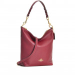 COACH Abby Shoulder Duffle Bag Pebble Leather Wine Gold Trim NEW
