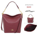COACH Abby Shoulder Duffle Bag Pebble Leather Wine Gold Trim NEW