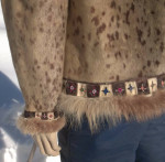 Alaskan Parka Coat Jacket;Hood,Cuffs;Bead Trim;1950's;Handmade Inuit