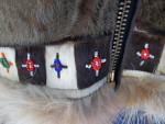 Alaskan Parka Coat Jacket;Hood,Cuffs;Bead Trim;1950's;Handmade Inuit