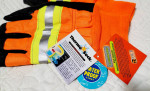 High-Visibility Insulated, Waterproof Pigskin Gloves. XL &M, Orange
