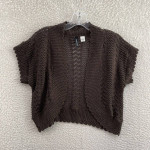 Jason Maxwell Brown Crochet Knit Cropped Cardigan