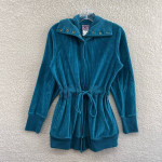 City Hearts Turquoise Blue Retro Velour Full Zip Track Jacket S Small