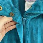 City Hearts Turquoise Blue Retro Velour Full Zip Track Jacket S Small