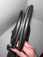 Coach Black Canvas And Leather Shoulder Bag Handbag Purse w/tassels.