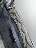 Coach Black Canvas And Leather Shoulder Bag Handbag Purse w/tassels.