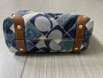 Coach Carly Patchwork Signature Hobo Handbag Denim Leather Indigo Blue
