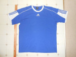 Men's Adidas Short Sleeve Crew Neck T Shirt, Blue W/White, Size 44/46