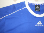 Men's Adidas Short Sleeve Crew Neck T Shirt, Blue W/White, Size 44/46