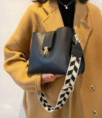 Faux Leather Casual Bucket Bag with Shoulder Strap
