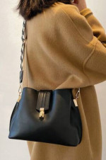 Faux Leather Casual Bucket Bag with Shoulder Strap