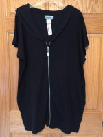 NEW - Ladies Women's Black Hooded Beach Cover Up