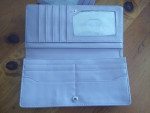 Pink Genuine Leather Wallet Double Snap Trifold Checkbook Coin Purse