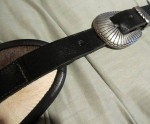 WIDE COUNTRY WESTERN BELT with SILVER BUCKLE - Size Sm-med