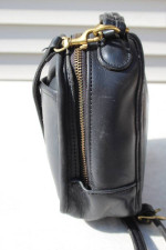 VTG COACH 9991 LUNCH BOX BLACK LEATHER ZIP TOP SATCHEL X-BODY USA BLAC
