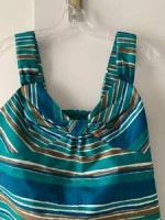 Banana Republic SZ 0 Sleeveless Blue/Beige/White Striped Shirt