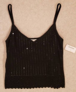 New ST. JOHN Knit Black Shimmery Paillettes Cami Tank – P