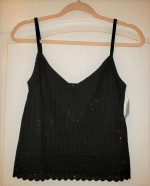 New ST. JOHN Knit Black Shimmery Paillettes Cami Tank – P