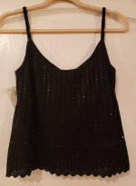 New ST. JOHN Knit Black Shimmery Paillettes Cami Tank – P