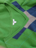 Womens 3XL IZOD Argyle Sweater V Neck Pullover Green Cotton