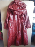 Retro1970's Vintage Long Belted Leather Coat/Trench w/Removable Hood