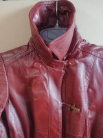 Retro1970's Vintage Long Belted Leather Coat/Trench w/Removable Hood