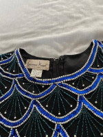 Blue Beaded and Sequin Top