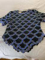 Blue Beaded and Sequin Top