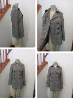 ALYX Womens 8 Bust 34" Jacket Black White Yellow Herringbone Pattern