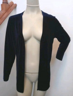 Women's Kathie Lee S 4-6 Bust 36" Dark Blue Velvety Open Front Jacket