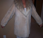 Sheared Beaver Fur With Lynx Collar Cream Beautiful Like New!