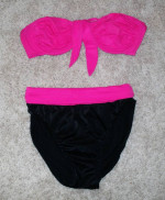 VENUS 2-PIECE BATHING SUIT - HOT PINK and BLACK - Small