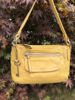 Fossil Brand Yellow Leather Handbag