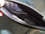 Purse--small black leather, silver trim, wrist strap. Perfect cond.