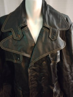 Vintage Saxony Leather Coat Trenchcoat Men's Size 46 Large