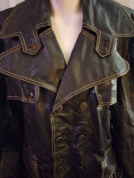 Vintage Saxony Leather Coat Trenchcoat Men's Size 46 Large