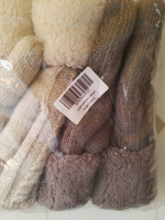Women's Cable Knit Mittens, 2 Pack Brown/Beige, New