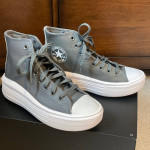 Womens Grey Converse 'Move' hi tops, size 7 1/2, Lightweight Sole