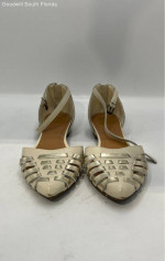 Dolce Vita Womens White Leather Flat Ankle Strap Sandals - size 9